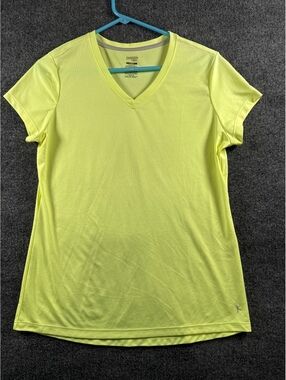 Danskin Now Womens Loose Fit V Neck Athletic T-Shirt Size L 12-14 Lime Green